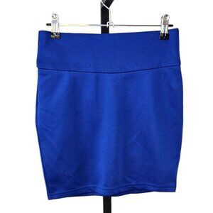 Love & Liberty Womens Zip Back Bodycon Fitted Mini Skirt, Blue, Size Small